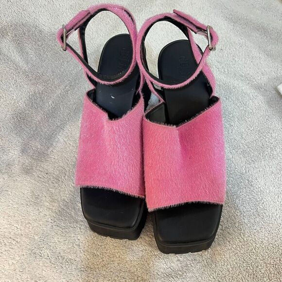 Delias Womens Pink Platform Wedge Sandals 11M Del21-155 Dolls Kill Fuzzy - Picture 2 of 13